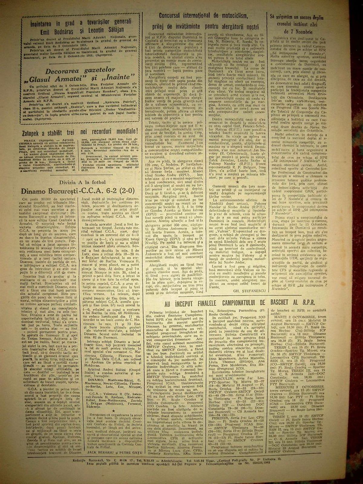 RetroGSP » Ciudatul caz 1951 » În cel mai drastic Derby bate Dinamo, dar titlul îl ia CCA. La golaveraj! + Cine e singurul jucător cu hattrick contra Stelei!