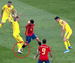 ROMÂNIA - SPANIA / FOTO „Tricolorii” au contestat decizia, dar a fost penalty clar! Deac l-a faultat în careu pe Ceballos