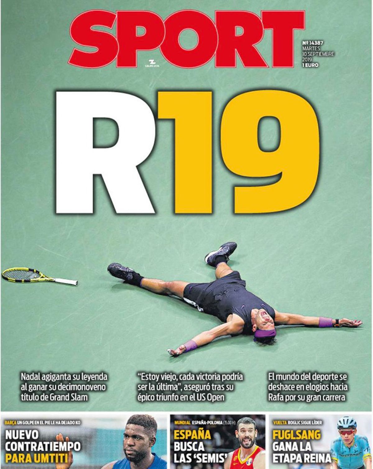 FOTO Rafael Nadal, glorificat de presa internațională după succesul răsunător de la US Open » Cele mai tari pagini întâi