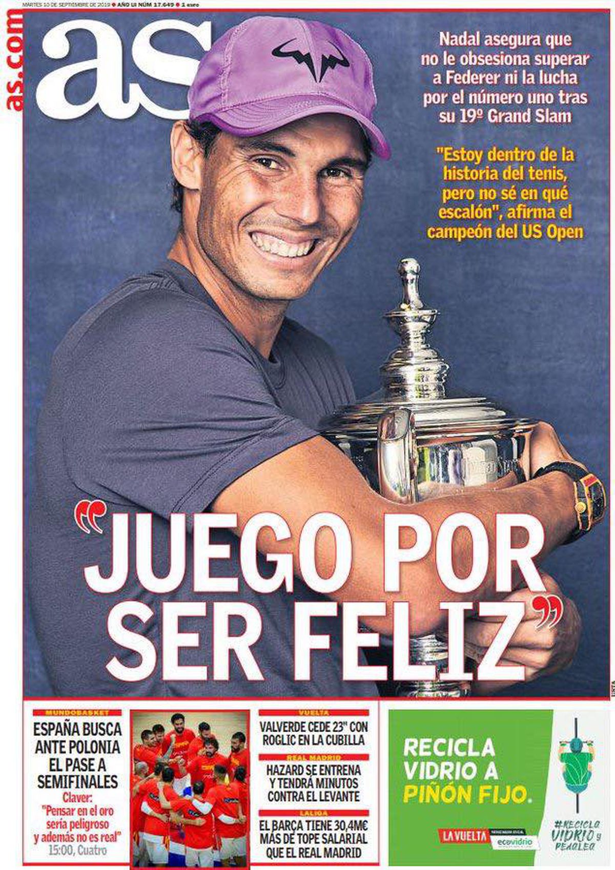 FOTO Rafael Nadal, glorificat de presa internațională după succesul răsunător de la US Open » Cele mai tari pagini întâi