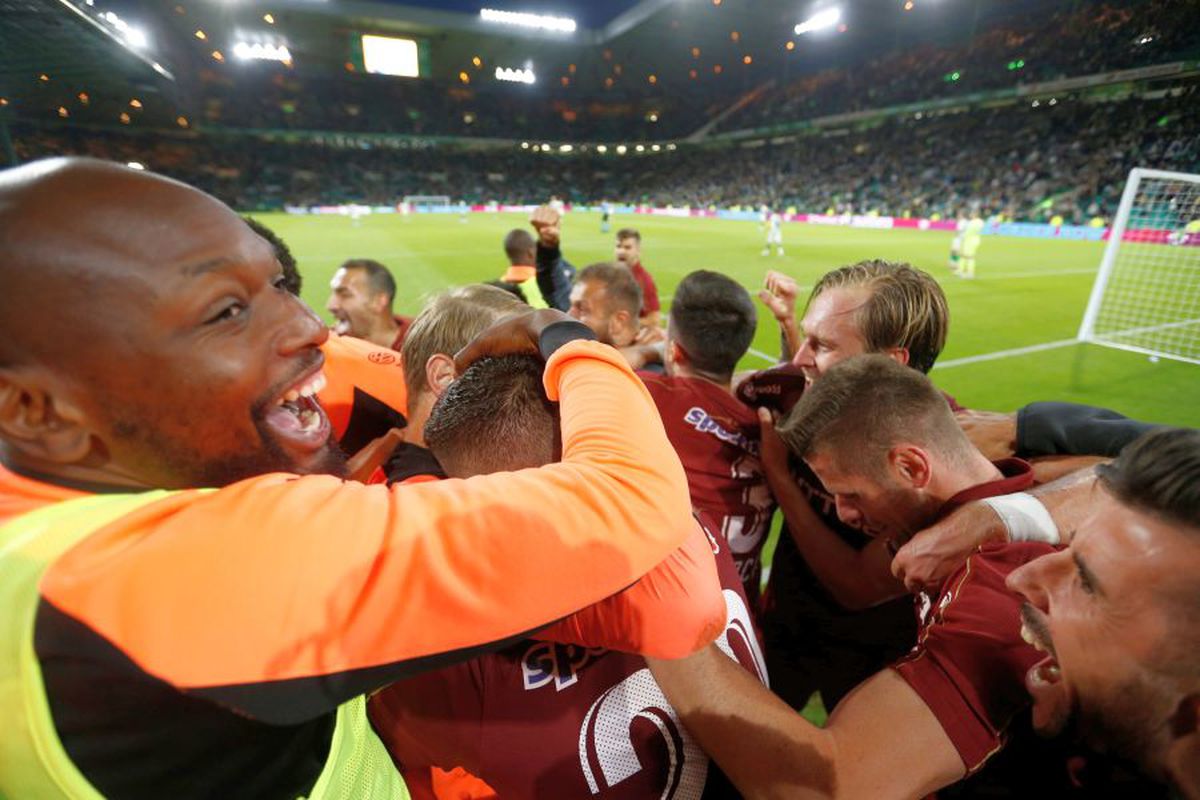 Bucuria CFR-ului după victoria cu Celtic