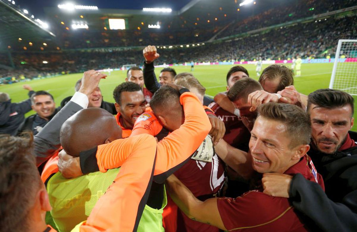 Bucuria CFR-ului după victoria cu Celtic