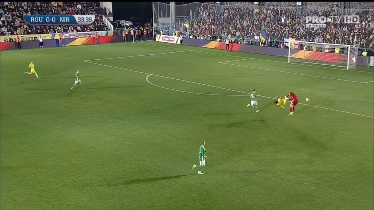 ROMÂNIA U21 - IRLANDA DE NORD U21 // GALERIE FOTO Dennis Man, făcut KO! Portarul nord-irlandezilor a văzut ROȘU direct