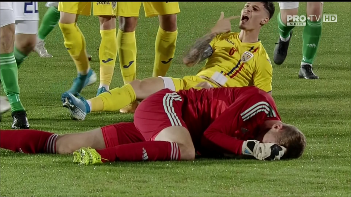 ROMÂNIA U21 - IRLANDA DE NORD U21 // GALERIE FOTO Dennis Man, făcut KO! Portarul nord-irlandezilor a văzut ROȘU direct