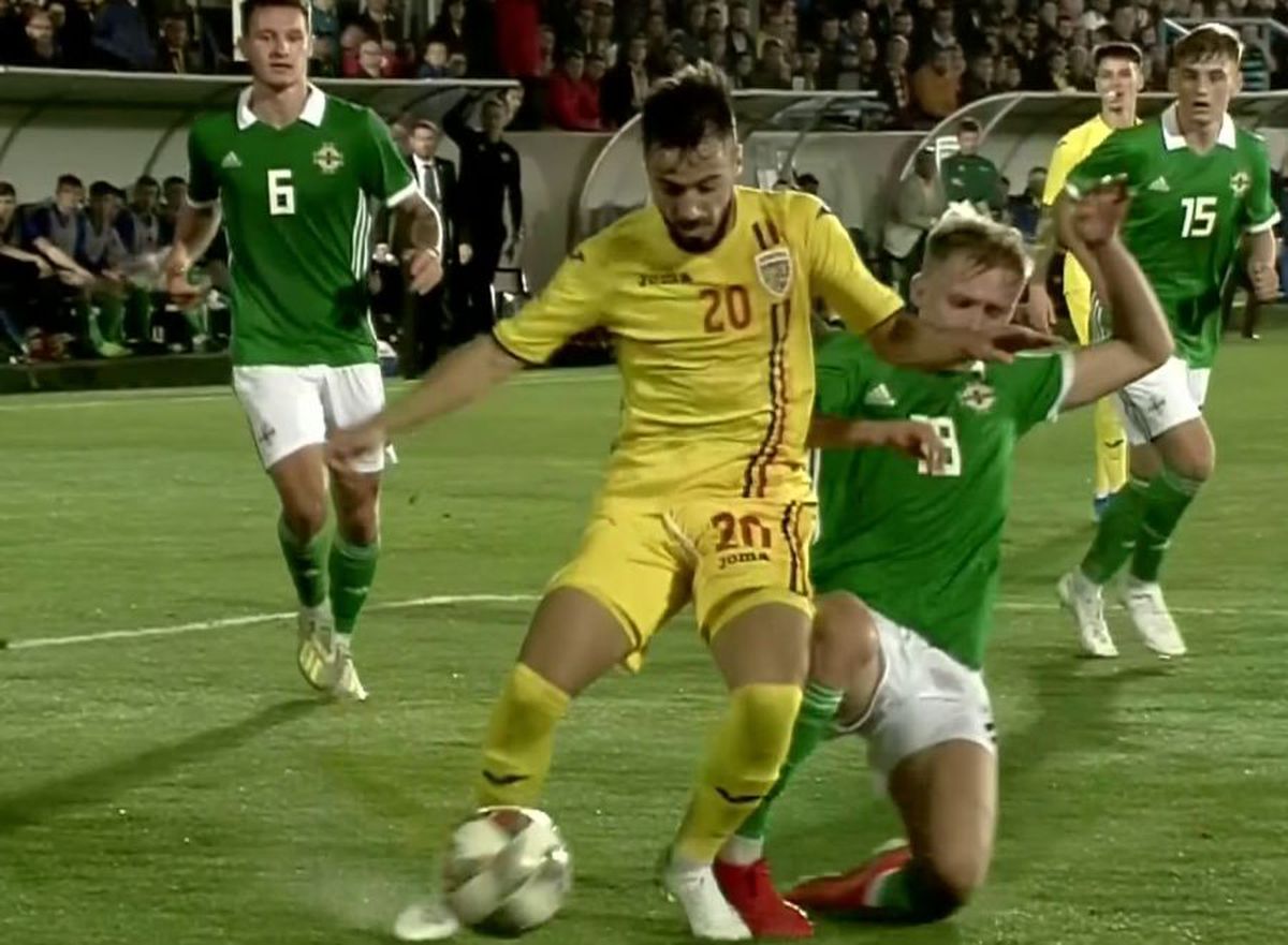 ROMÂNIA U21 - IRLANDA DE NORD  U21 // FOTO România U21, dezavantajată de arbitru! Penalty clar neacordat în finalul primei reprize