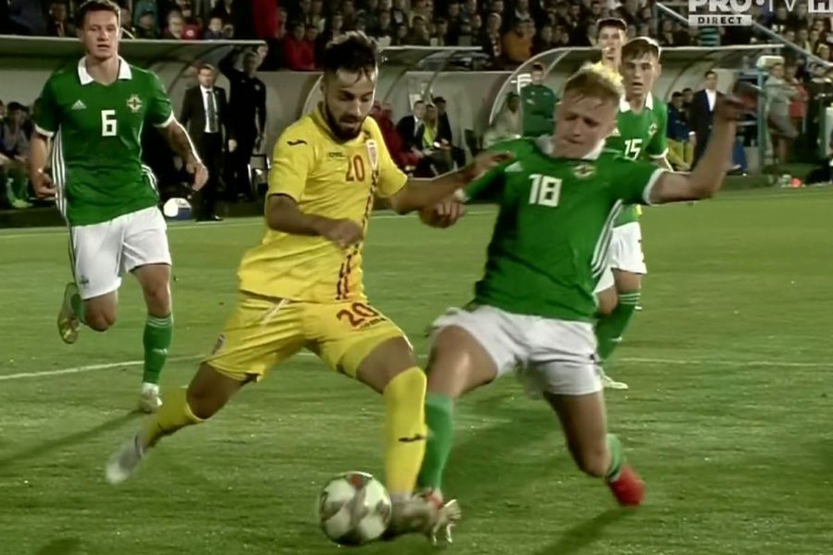 ROMÂNIA U21 - IRLANDA DE NORD  U21 // FOTO România U21, dezavantajată de arbitru! Penalty clar neacordat în finalul primei reprize