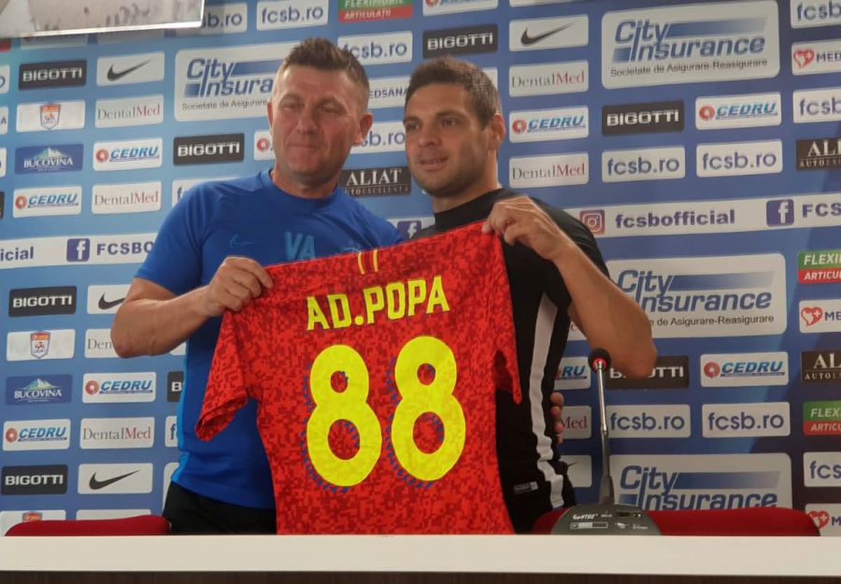 FCSB // VIDEO + FOTO Adi Popa, prezentat la FCSB: „Dacă îmi arăt calitățile, nu mă scoate nimeni din echipă” » Glume la prezentare