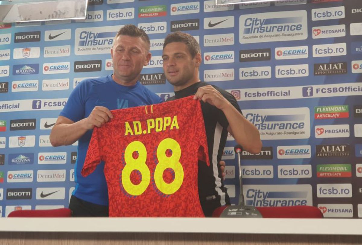 FCSB // VIDEO + FOTO Adi Popa, prezentat la FCSB: „Dacă îmi arăt calitățile, nu mă scoate nimeni din echipă” » Glume la prezentare