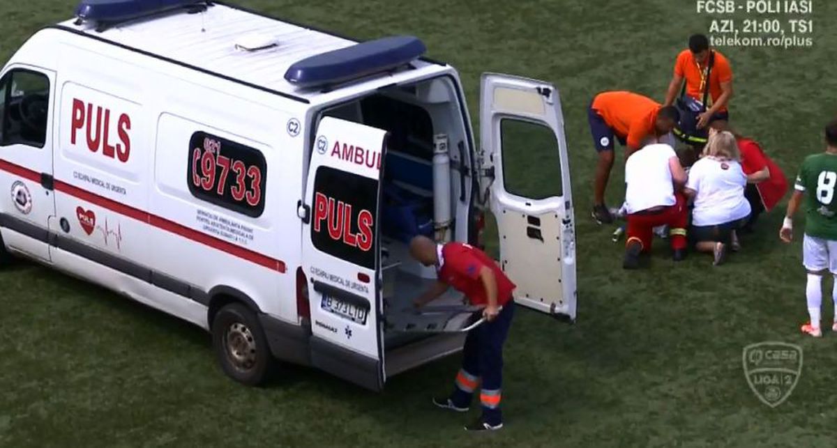VIDEO + FOTO // Chiajna - Farul, întrerupt 7 minute după ce un jucător s-a prăbușit pe teren! EXCLUSIV Ce diagnostic i-au pus medicii