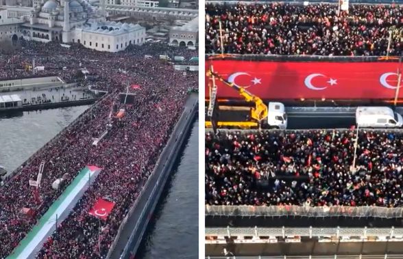 Imaginile începutului de an: peste 400.000 de oameni pe Podul Galata din Istanbul » Manifestația din tribune a coborât pe străzi: „Eliberați Palestina!”