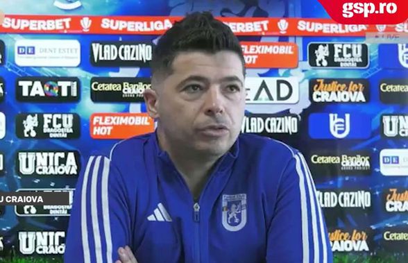 După 4 luni în Superliga, antrenorul de la FCU Craiova a susținut conferința în română: „Nu sunt aici să frec menta”