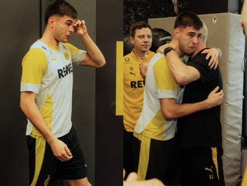 Aaron Anselmino, în lacrimi la despărțirea de Borussia Dortmund // FOTO: SPORT BILD