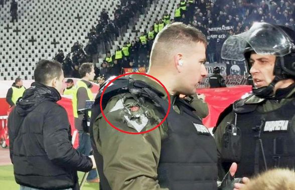 STEAUA ROȘIE - PARTIZAN // VIDEO Niciun derby fără incidente: un polițist a fost ARS de materialele pirotehnice folosite de galerii