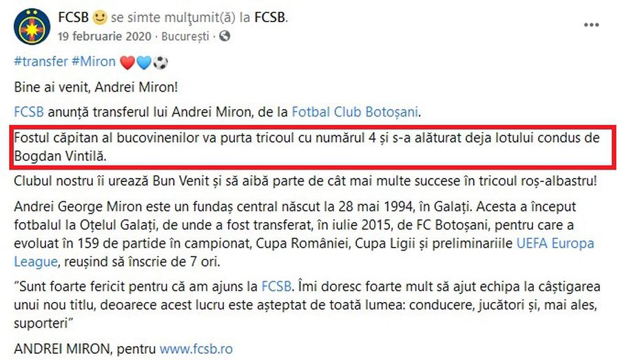 FCSB, taxată de fani după mesajul de pe Facebook: „S-a retras Botoșani din Moldova?”