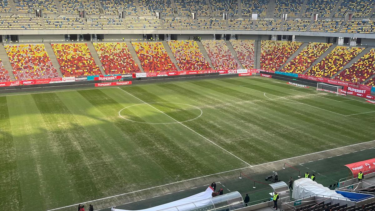 Gazonul de pe Arena Națională, înainte de Dinamo - FC Argeș