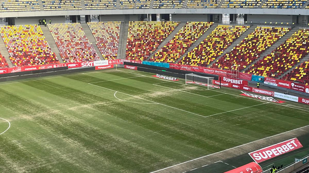 Gazonul de pe Arena Națională, înainte de Dinamo - FC Argeș