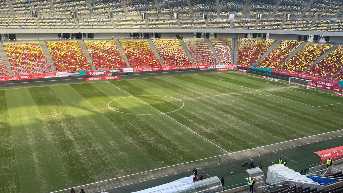 Gazonul de pe Arena Națională, înainte de Dinamo - FC Argeș