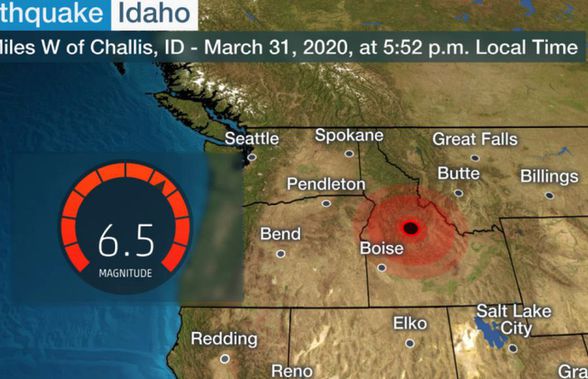 Cutremur cu magnitudinea de 6,5 produs în Statele Unite, în statul Idaho » E cel mai puternic din ultimii 37 de ani