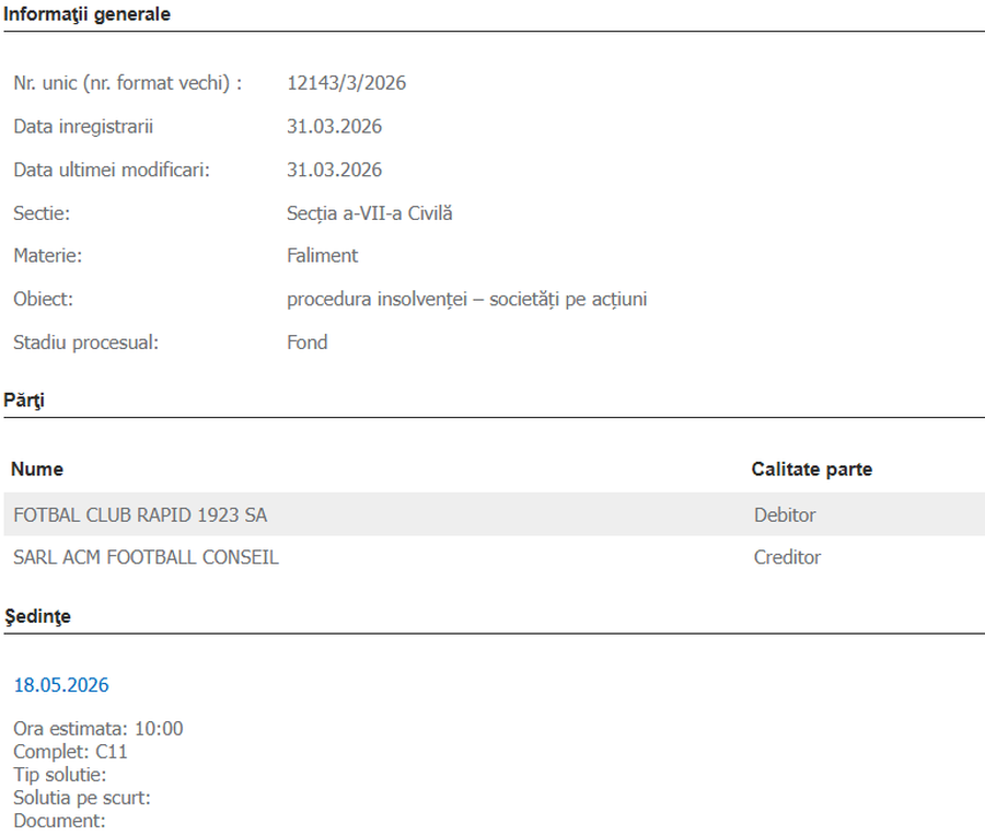 Oficial: solicită insolvența Rapidului, la Tribunalul București! » Șucu nu vrea să plătească și așteaptă decizia judecătorilor
