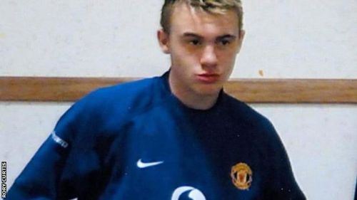 Rory Curtis în perioada adolescenței, când era legitimat la Manchester United // Sursă foto: BBC