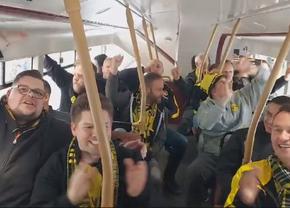 Reporterii GSP s-au întâlnit în autobuz cu ultrașii Borussiei Dortmund » Imagini cu atmosfera incendiară creată de suporteri