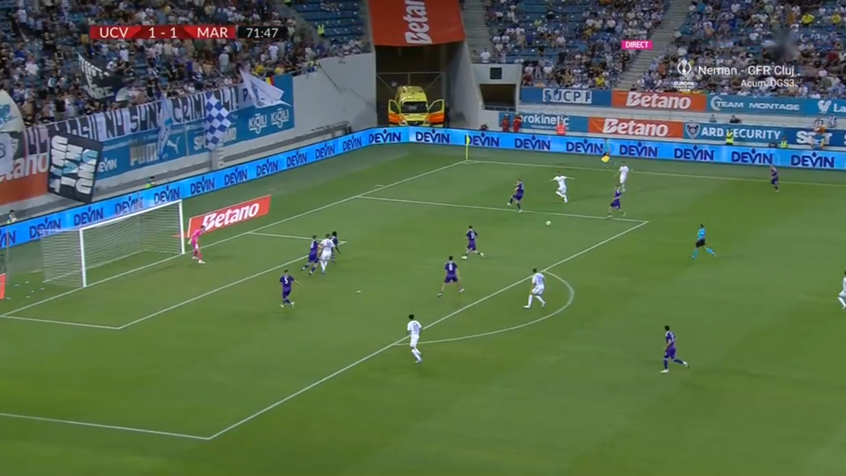 Golul serii din Conference s-a marcat în Universitatea Craiova - Maribor » „Bomba” s-a dus direct în vinclu