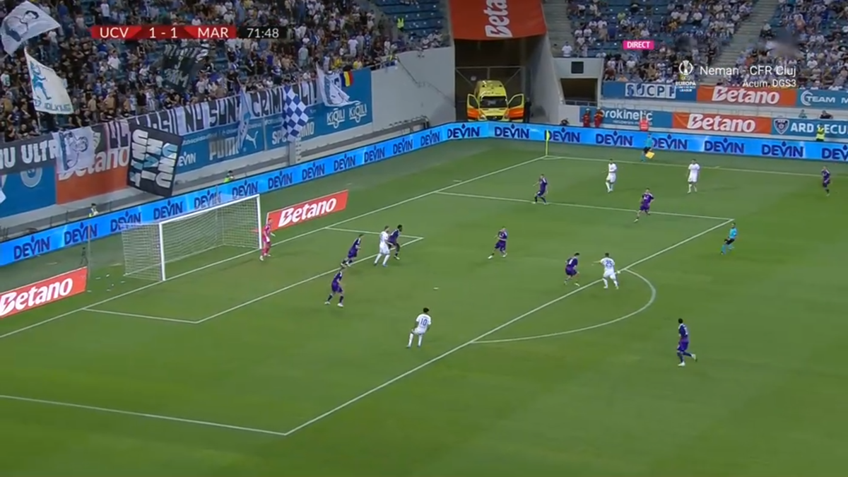 Golul serii din Conference s-a marcat în Universitatea Craiova - Maribor » „Bomba” s-a dus direct în vinclu