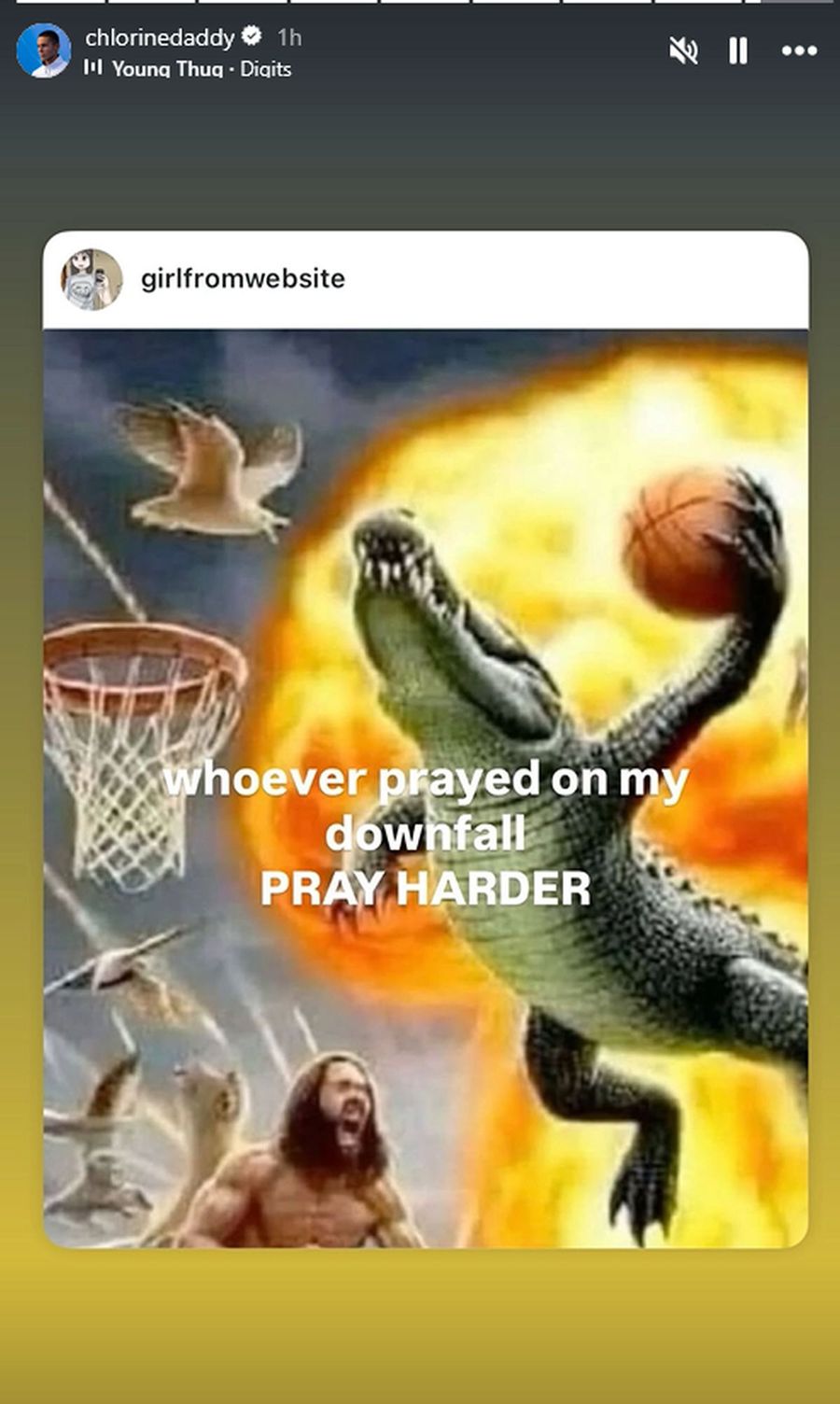 Mesajul distribuit de David Popovici/ FOTO: Captură Instagram @chlorinedaddy David Popovici, mesaj aprig a doua zi după încă un aur la CM de Natație: „Cine s-a rugat să cad...”