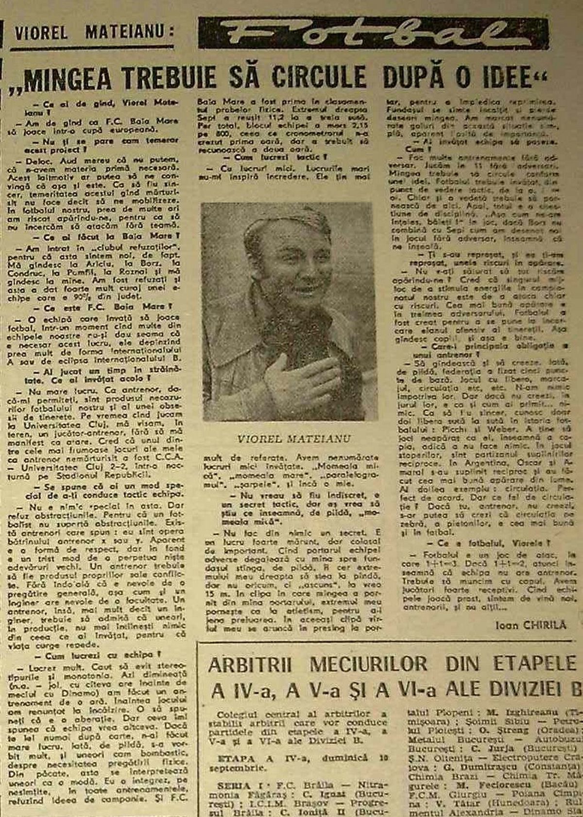 RETRO GSP. 42 de ani de la un interviu memorabil cu Mateianu: „În fotbal, 1+1 trebuie să dea 3. Dacă dă 2, echipa ta nu are antrenor!”
