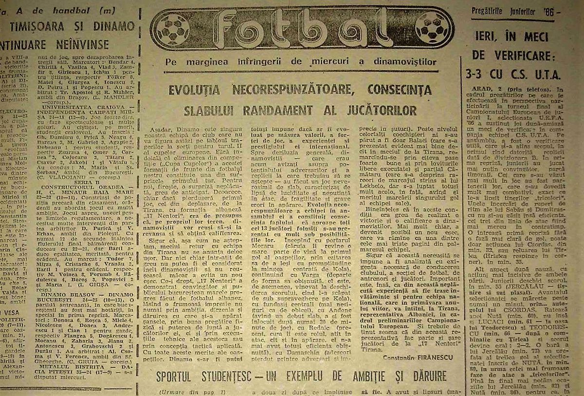 RETRO GSP. 34 de ani de la cea mai mare rușine din istoria lui Dinamo, de dinainte de Revoluție: 0-1 și 1-2 cu 17 Nentori