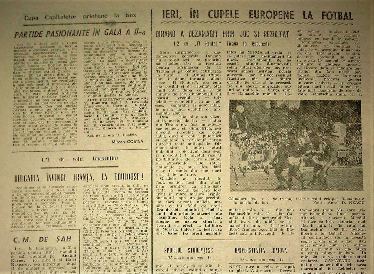 RETRO GSP. 34 de ani de la cea mai mare rușine din istoria lui Dinamo, de dinainte de Revoluție: 0-1 și 1-2 cu 17 Nentori