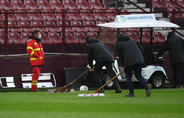 Probleme pentru echipa lui Dan Petrescu! Terenul de la Cluj, inundat înaintea meciului din play-off-ul Europa League