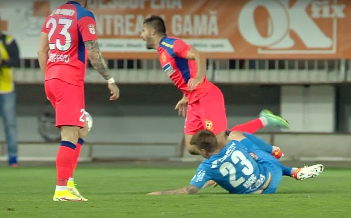 Roșu Kocic, în Chindia - FCSB / FOTO: Capturi @Telekom Sport