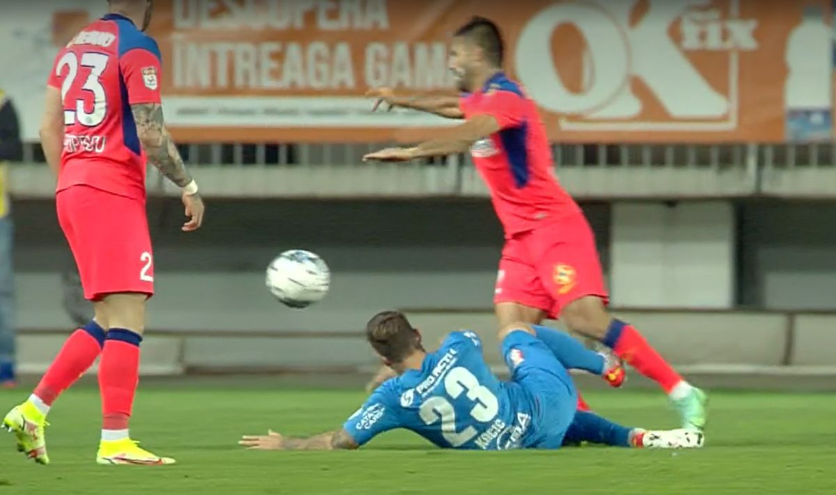 Roșu Kocic, în Chindia - FCSB / FOTO: Capturi @Telekom Sport