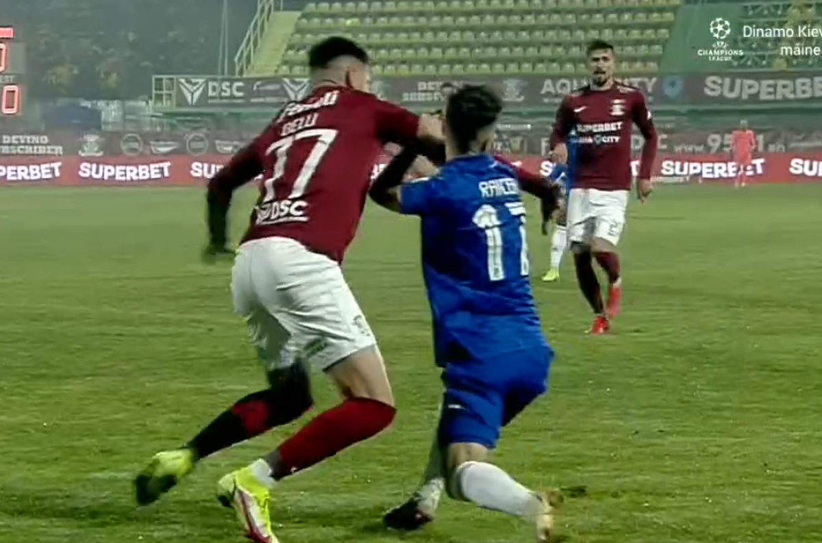 Penalty neacordat în Rapid - FCU Craiova: „Arbitrul n-avea cum să vadă”