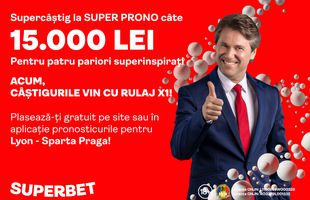 Supercâștig la SuperProno: 15.000 de lei pentru 4 pariori inspirați! Câștigă și tu la Lyon - Sparta Praga!