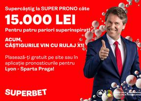 Supercâștig la SuperProno: 15.000 de lei pentru 4 pariori inspirați! Câștigă și tu la Lyon - Sparta Praga!
