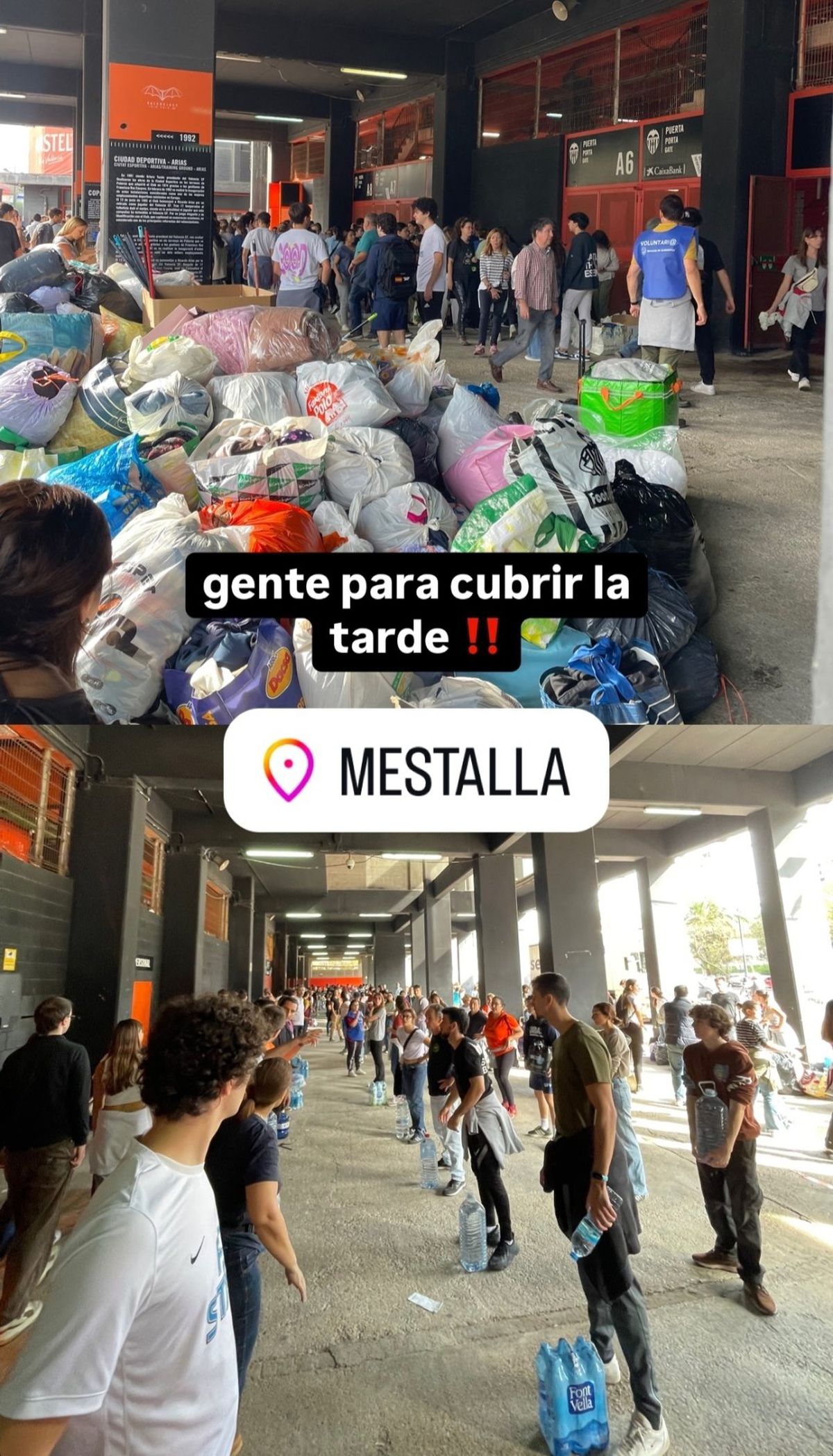 Imagini impresionante! Sute de oameni au venit cu donații la stadioanele din Valencia » Ajutor pentru cei afectați de DANA