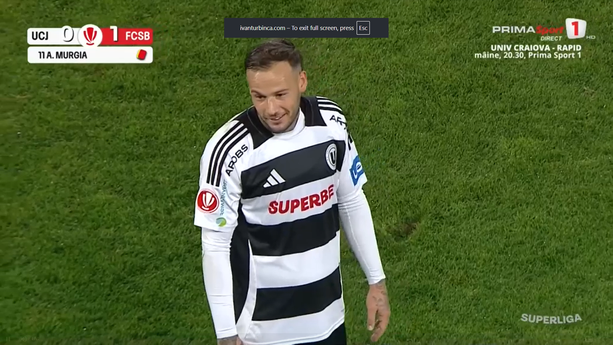 Clujenii acuză arbitrajul după eliminarea lui Murgia din eșecul cu FCSB: „Trebuia să simtă tenta”