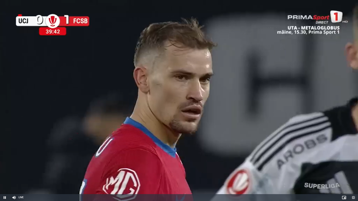 Clujenii acuză arbitrajul după eliminarea lui Murgia din eșecul cu FCSB: „Trebuia să simtă tenta”