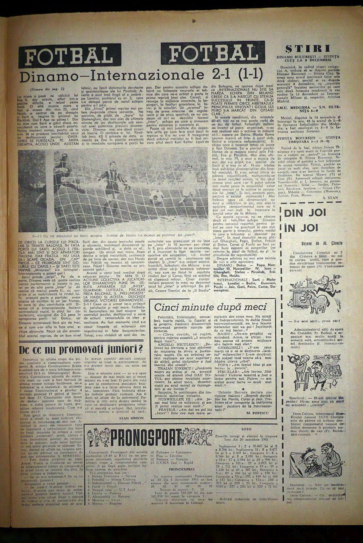 RETRO GSP // VIDEO ȘI FOTO » 1 decembrie 1965, Ziua națională a „câinilor”: cea în care au învins dubla campioană a Europei și a lumii