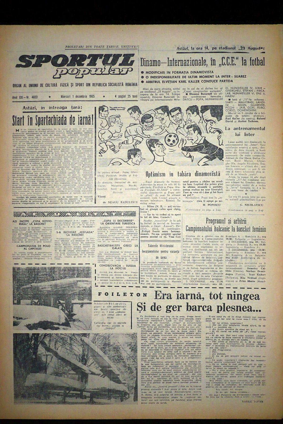 RETRO GSP // VIDEO ȘI FOTO » 1 decembrie 1965, Ziua națională a „câinilor”: cea în care au învins dubla campioană a Europei și a lumii