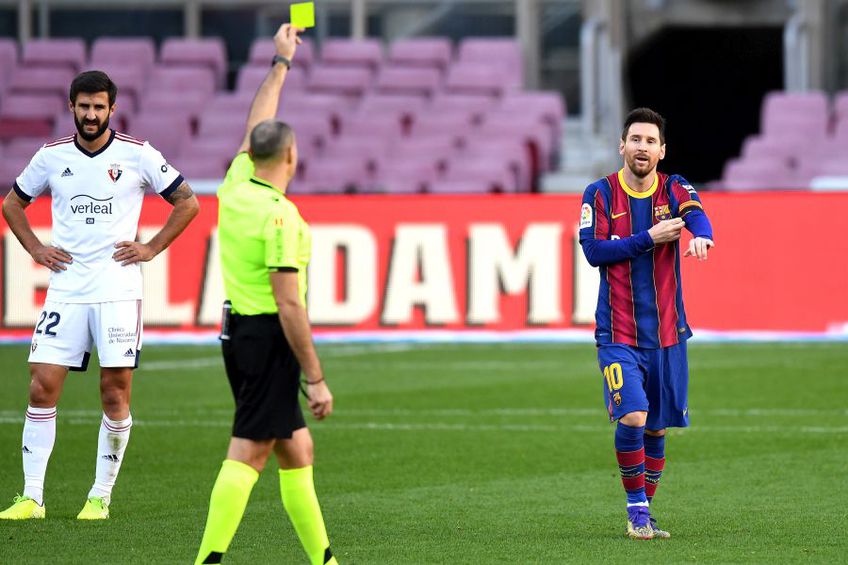 Messi i-a dedicat golul lui Maradona, dar n-a scăpat de „galben”. foto: Guliver/Getty Images