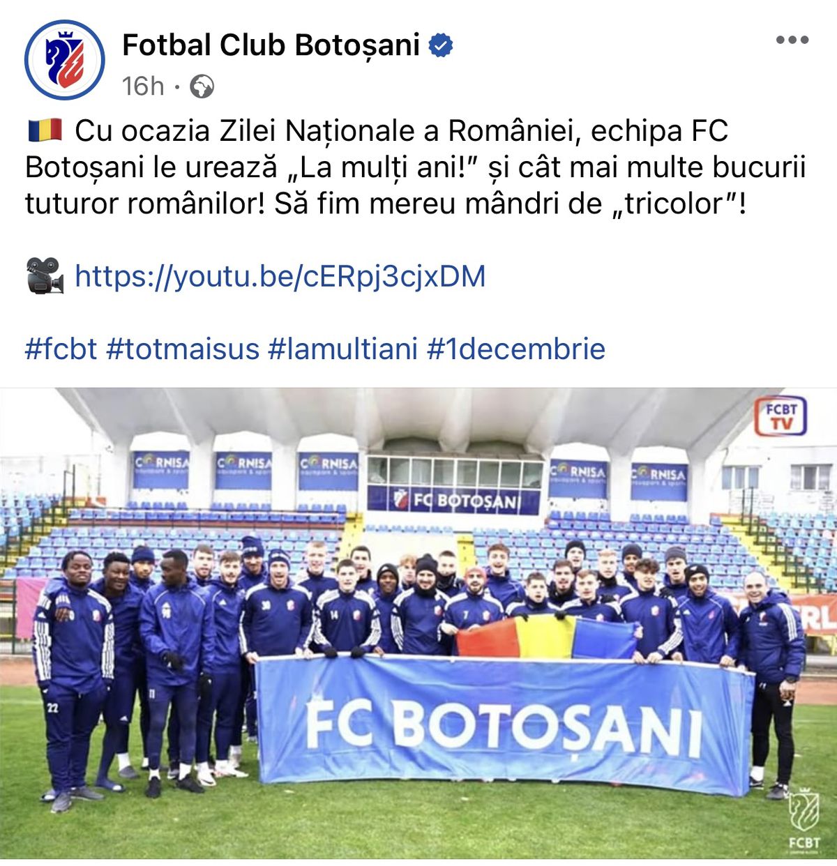 Ignore pentru Ziua Națională a României » Care e singurul club din Liga 1 care n-a transmis niciun mesaj