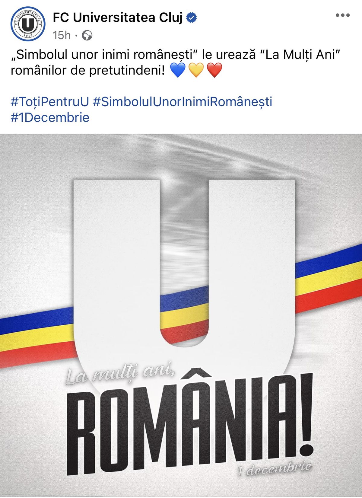 Ignore pentru Ziua Națională a României » Care e singurul club din Liga 1 care n-a transmis niciun mesaj