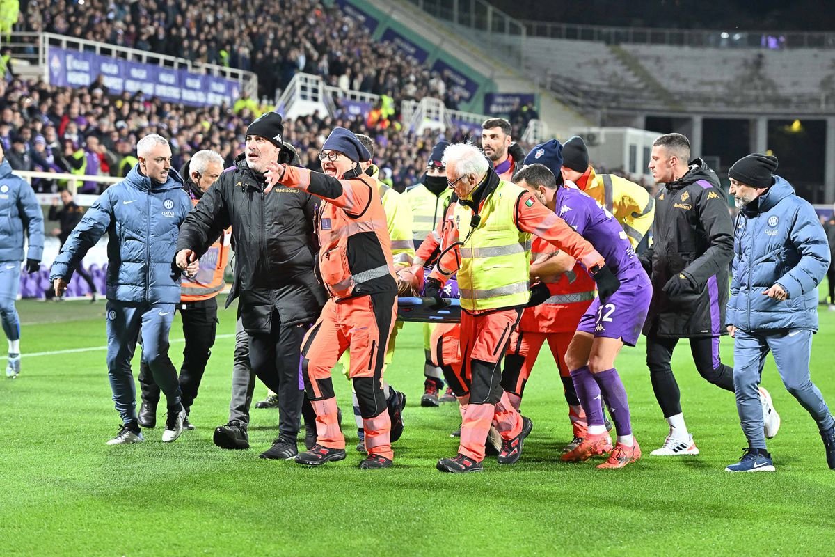 Fiorentina - Inter abandonat, după ce Edoardo Bove s-a prăbușit pe teren