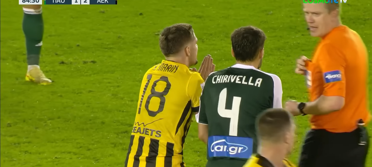 Răzvan Marin, eliminat în derby-ul orașului Atena: „A protestat vehement”