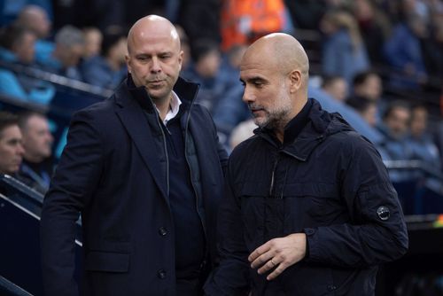 Arne Slot (stânga) și Pep Guardiola (dreapta) / Foto: Imago Images