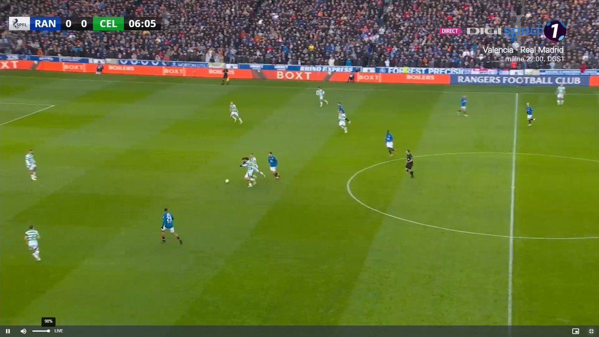 Ianis Hagi deschide scorul în derby-ul cu Celtic