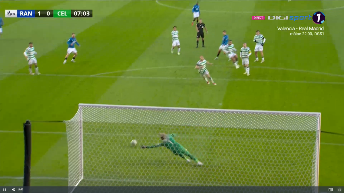 Ianis Hagi deschide scorul în derby-ul cu Celtic